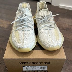 Very good condition with original box. Yeezy 350 in light. Size 9.